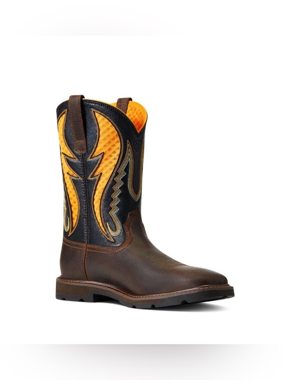 Ariat Work Mens Groundbreaker Venttek Brown/Orange Soft Toe Boots(8.5EE)